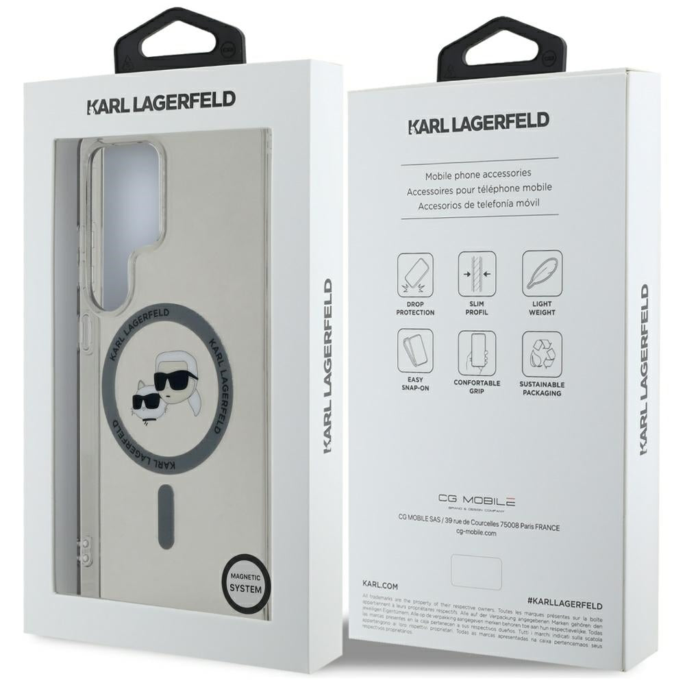 Etui MagSafe dla Samsung Galaxy S25 Ultra S938, Karl Lagerfeld, IML Metal Karl & Choupette's Heads, Czarne