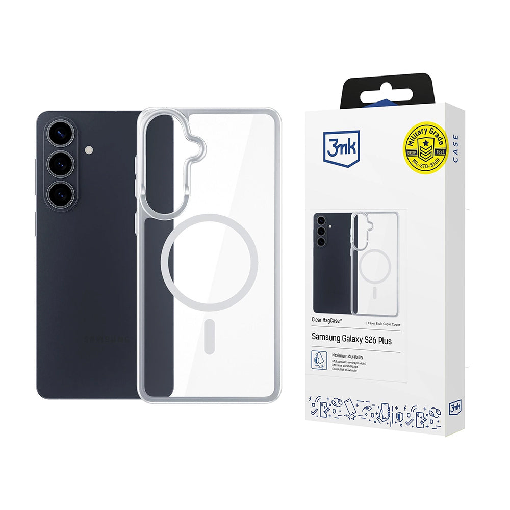 Etui MagSafe dla Samsung Galaxy S26, 3MK, Armor MagCase, Przezroczyste
