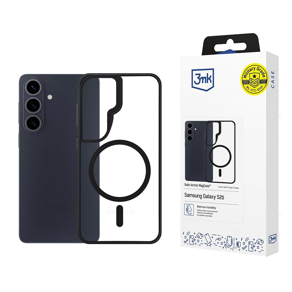 Etui MagSafe dla Samsung Galaxy S26, 3MK, Satin Armor, Przezroczyste