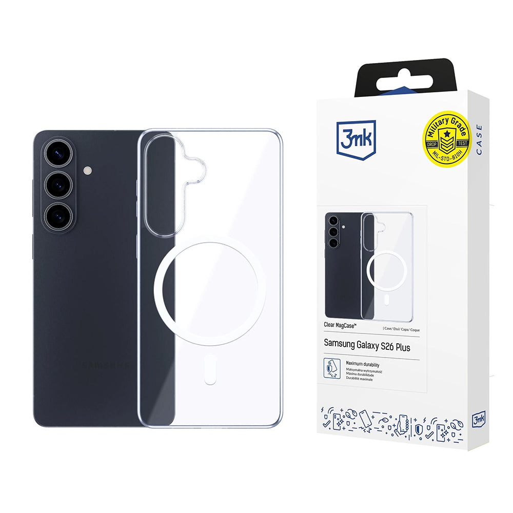 Etui MagSafe dla Samsung Galaxy S26 Plus S947, 3MK, Clear MagCase, Przezroczyste