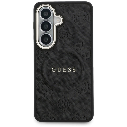 Etui MagSafe dla Samsung Galaxy S26 Plus S947, GUESS, Saffiano Peony Embossed Ring, Czarne