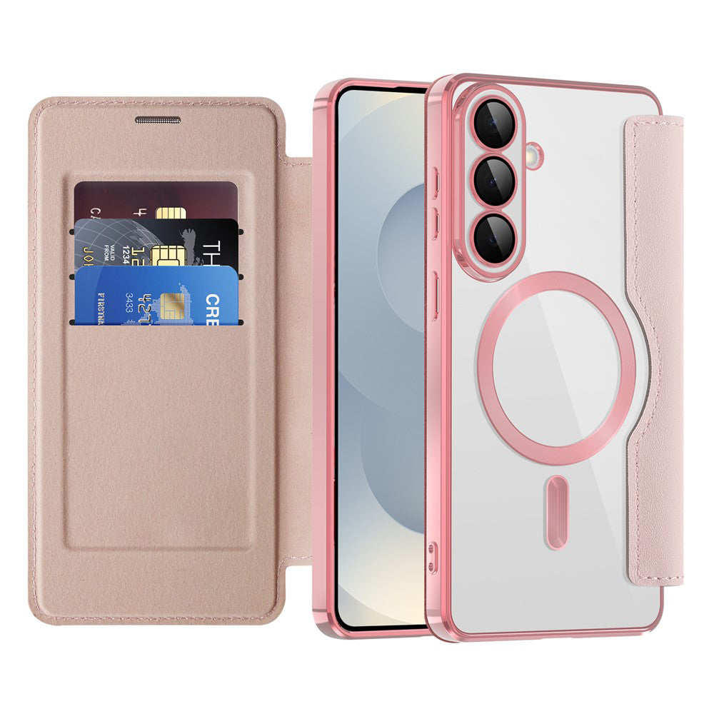 MagSafe Case for Samsung Galaxy S26 Plus, Techsuit, SmartMag Book, Pink