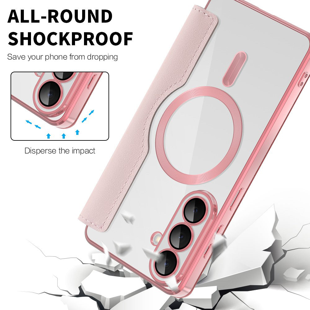 MagSafe Case for Samsung Galaxy S26 Plus, Techsuit, SmartMag Book, Pink