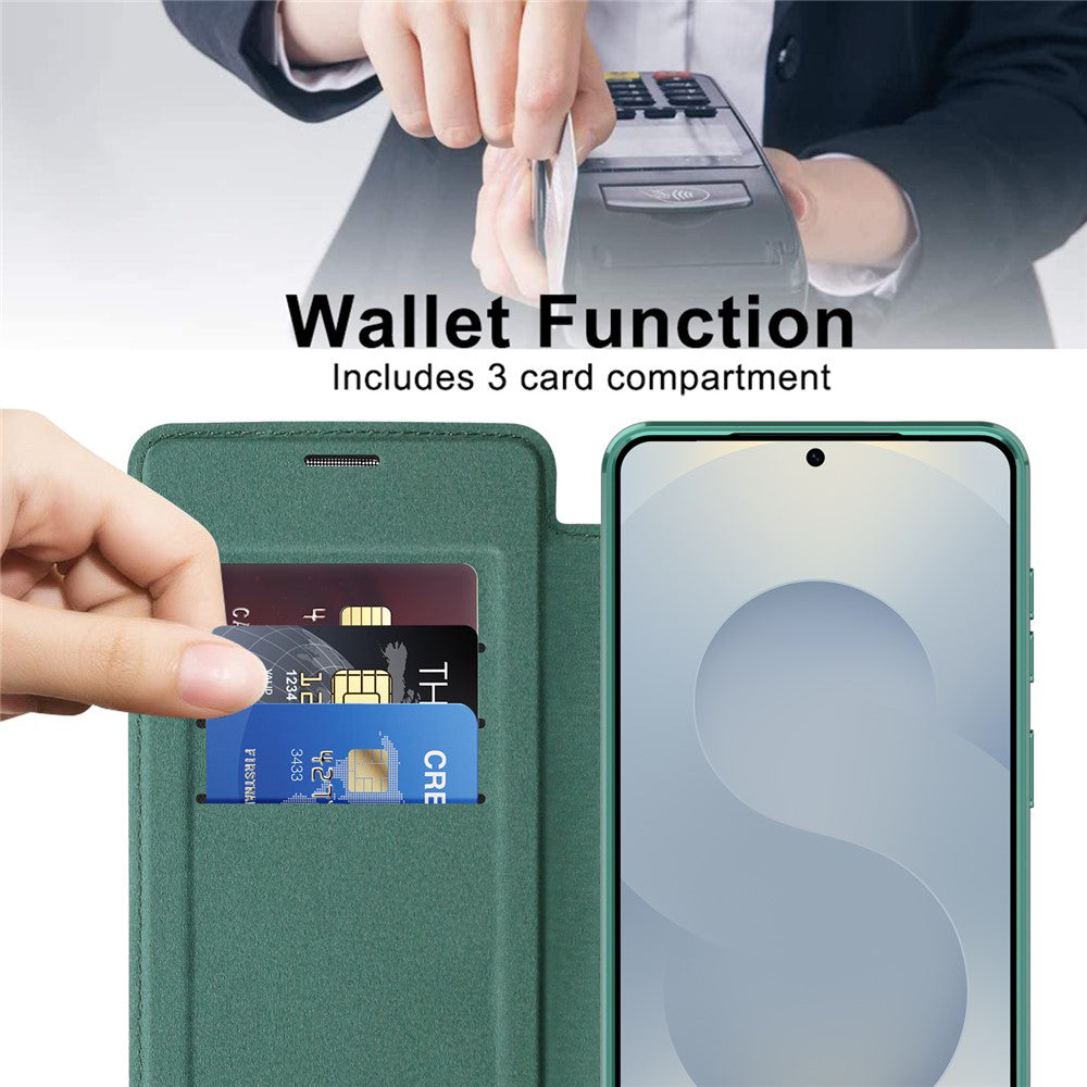 MagSafe Case for Samsung Galaxy S26 Plus, Techsuit, SmartMag Book, Green
