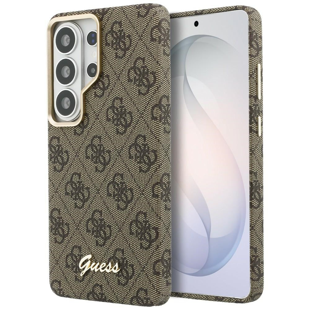 Etui MagSafe dla Samsung Galaxy S26 S942, Guess, 4G Script Logo, Brązowy