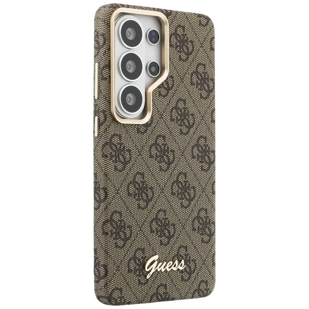 Etui MagSafe dla Samsung Galaxy S26 S942, Guess, 4G Script Logo, Brązowy