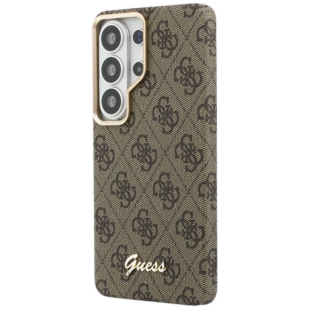 Etui MagSafe dla Samsung Galaxy S26 S942, Guess, 4G Script Logo, Brązowy