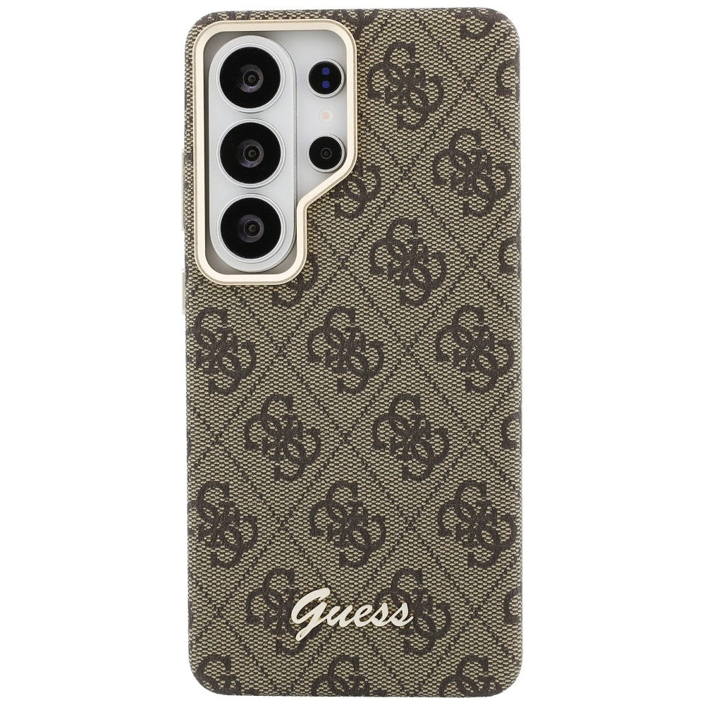 Etui MagSafe dla Samsung Galaxy S26 S942, Guess, 4G Script Logo, Brązowy