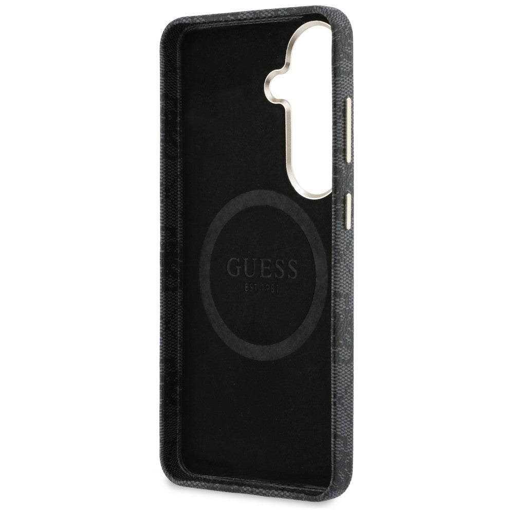 Etui MagSafe dla Samsung Galaxy S26 S942, Guess, 4G Script Logo, Czarne