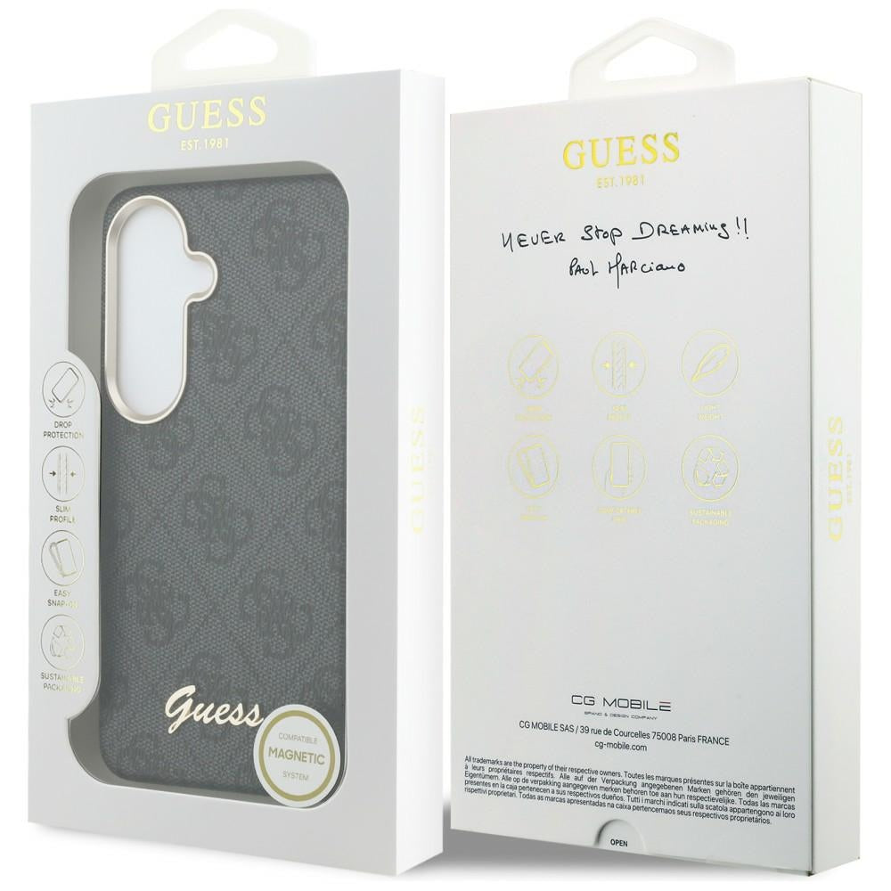 Etui MagSafe dla Samsung Galaxy S26 S942, Guess, 4G Script Logo, Czarne