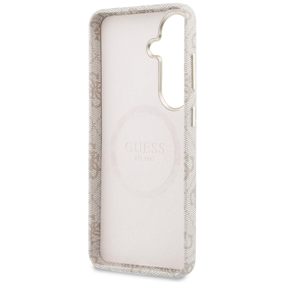 Etui MagSafe dla Samsung Galaxy S26 S942, Guess, 4G Script Logo, Różowy