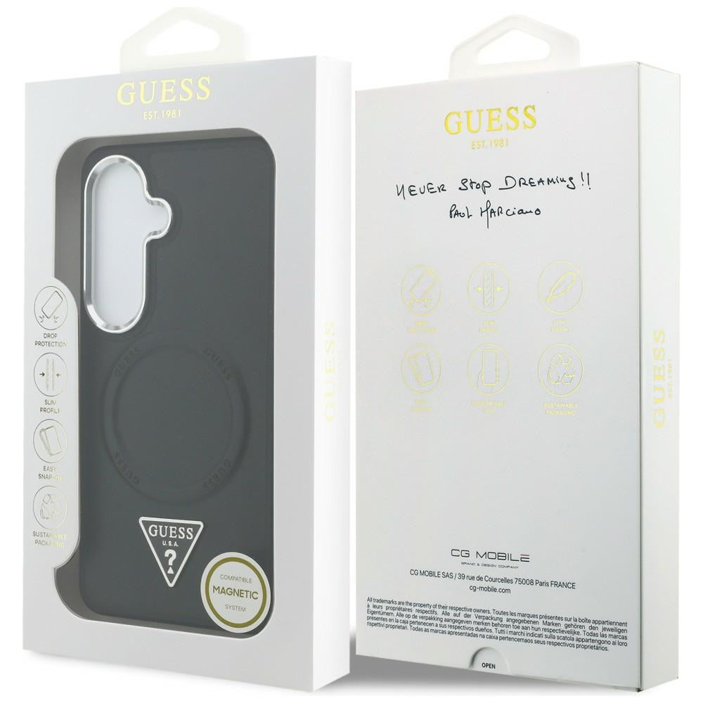 Etui MagSafe dla Samsung Galaxy S26 S942, Guess, Embossed Ring Triangle Logo, Czarne