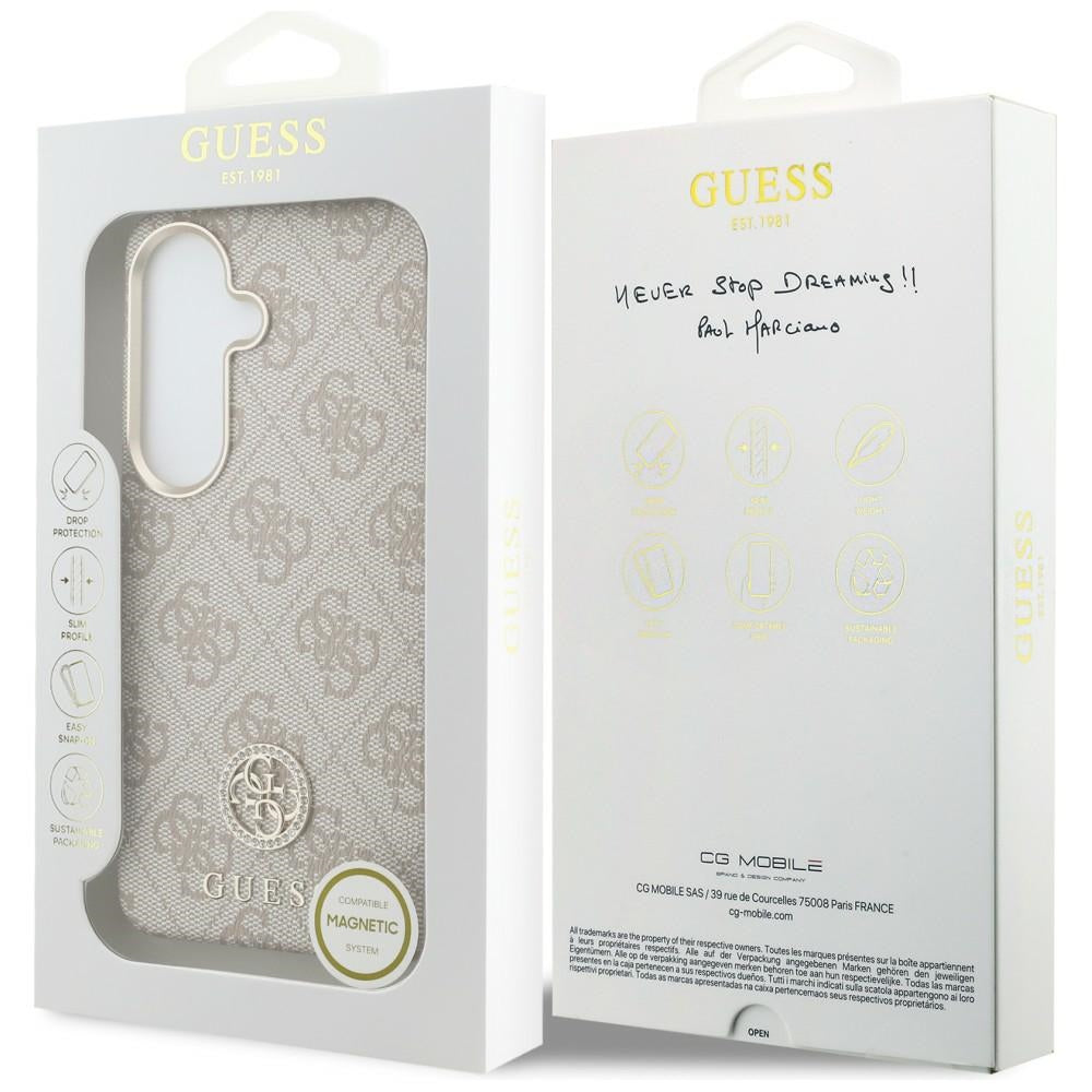 Etui MagSafe dla Samsung Galaxy S26 S942, Guess, Rhinestone Round Logo, Różowy