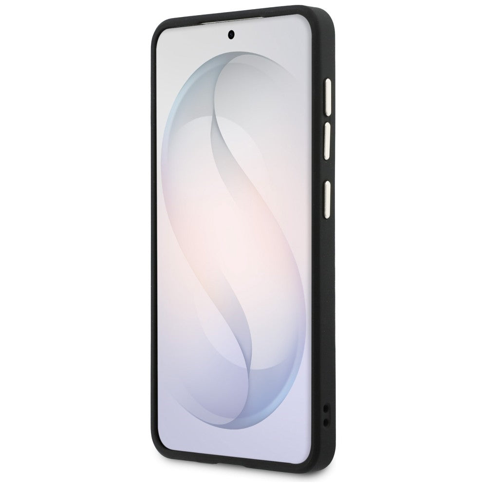 Etui MagSafe dla Samsung Galaxy S26 S942, Guess, Saffiano Peony Embossed Ring, Czarne