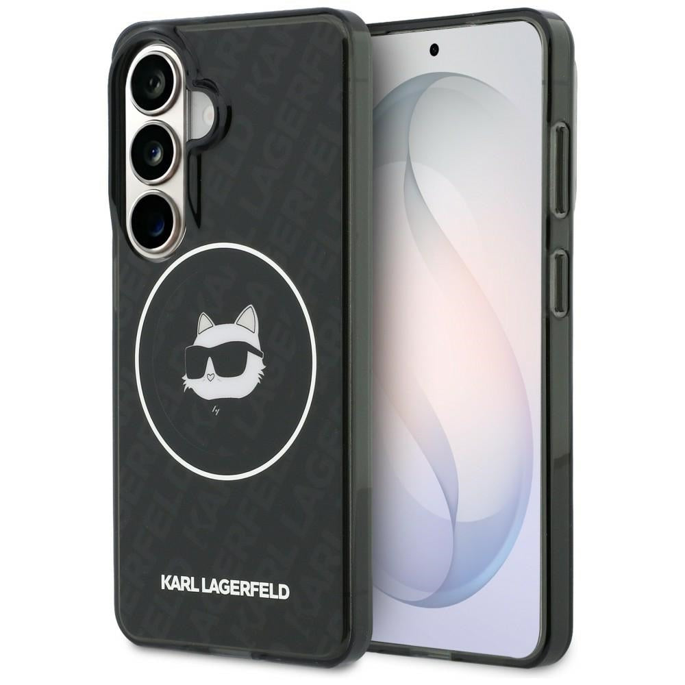 Etui MagSafe dla Samsung Galaxy S26 S942, Karl Lagerfeld, IML Choupette Head on KL Repeated Logo, Czarne