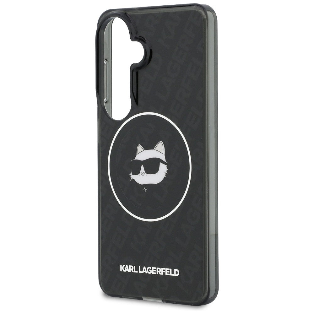 Etui MagSafe dla Samsung Galaxy S26 S942, Karl Lagerfeld, IML Choupette Head on KL Repeated Logo, Czarne