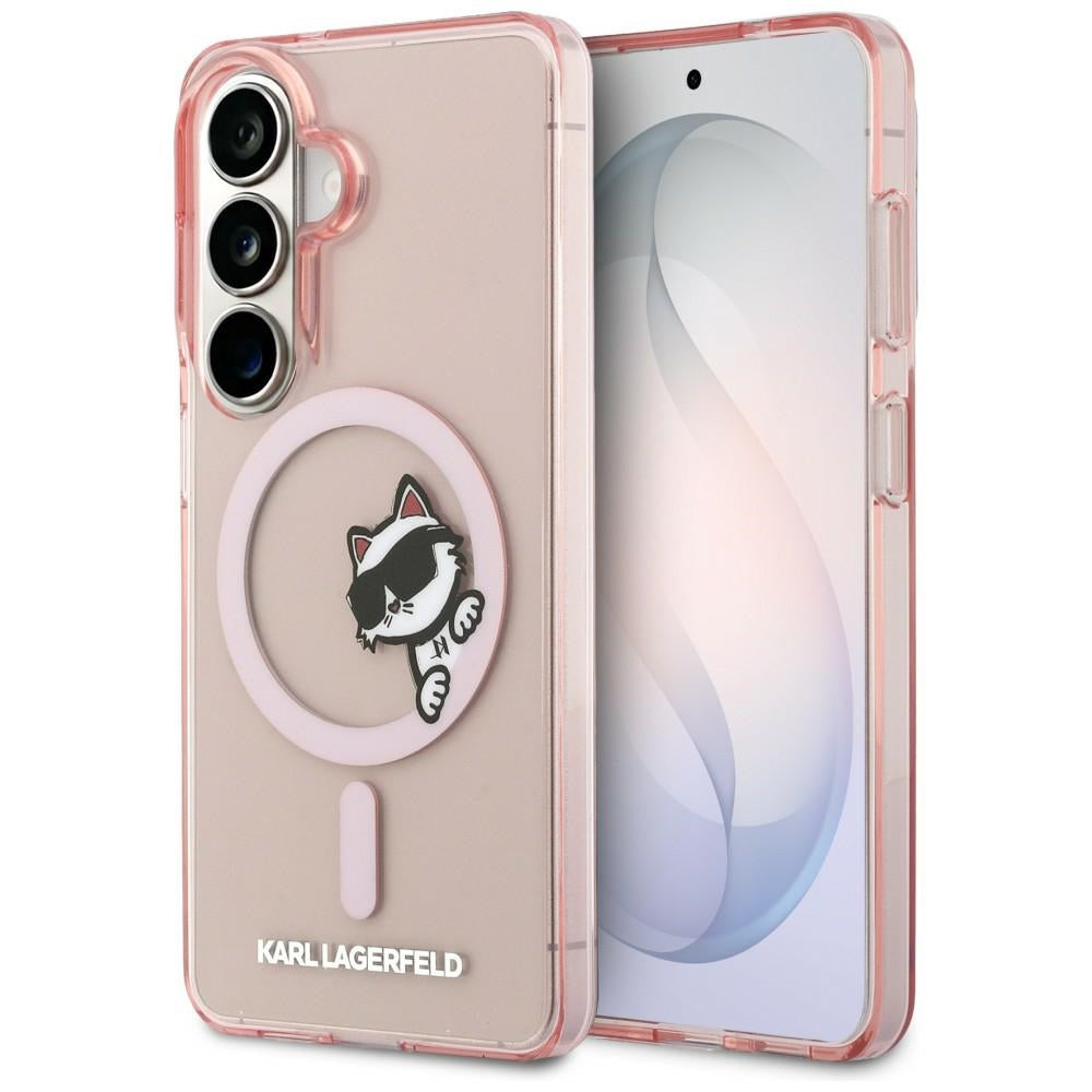 Etui MagSafe dla Samsung Galaxy S26 S942, Karl Lagerfeld, IML Choupette Peekaboo Logo, Różowy