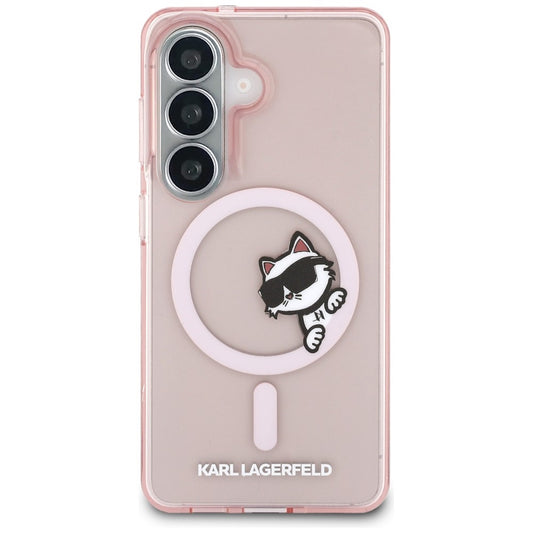 Etui MagSafe dla Samsung Galaxy S26 S942, Karl Lagerfeld, IML Choupette Peekaboo Logo, Różowy