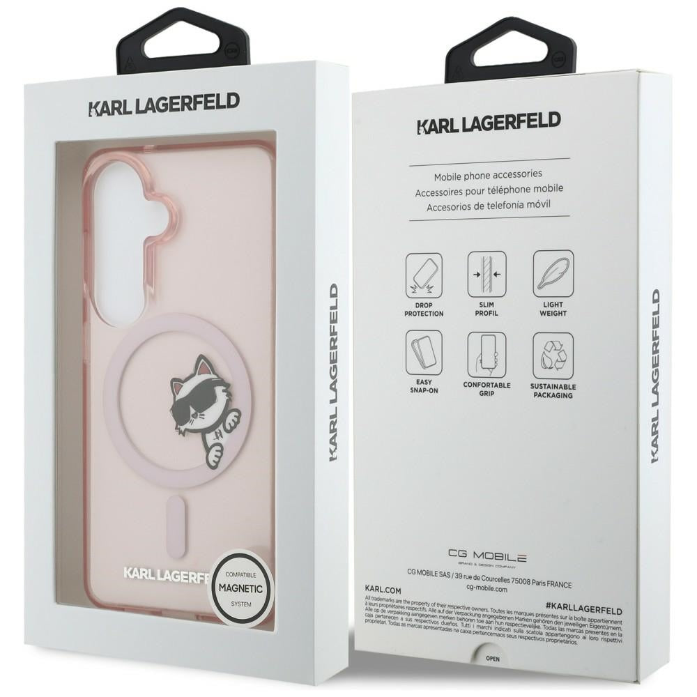 Etui MagSafe dla Samsung Galaxy S26 S942, Karl Lagerfeld, IML Choupette Peekaboo Logo, Różowy