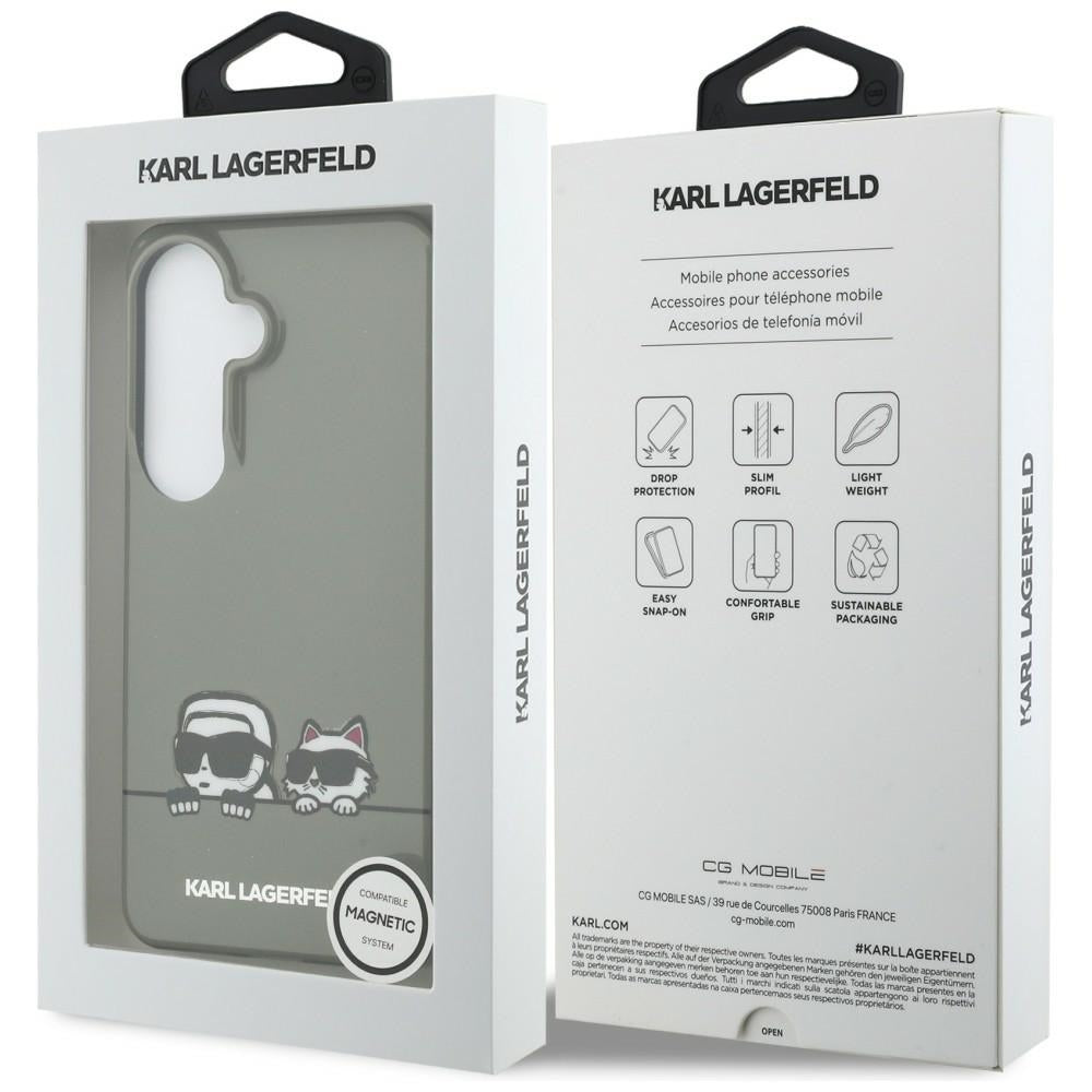 Etui MagSafe dla Samsung Galaxy S26 S942, Karl Lagerfeld, IML Karl & Choupette Peekaboo Logo, Czarne