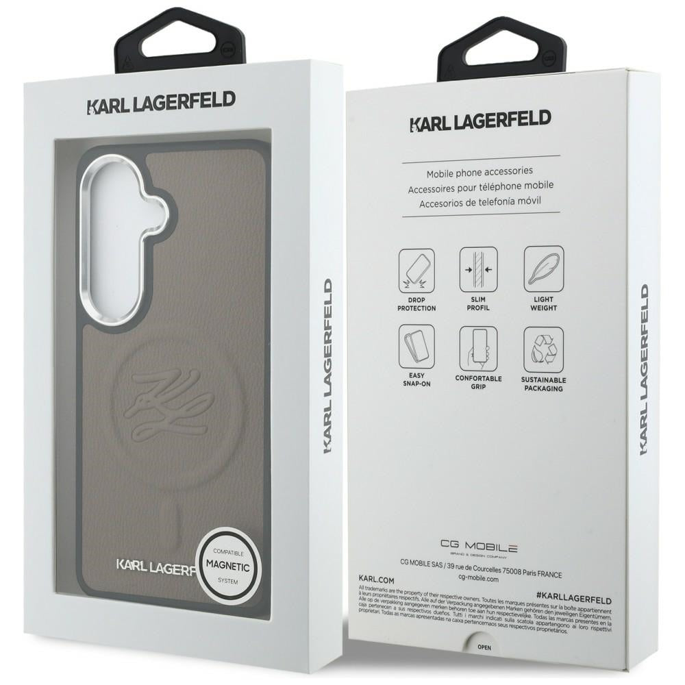 Etui MagSafe dla Samsung Galaxy S26 S942, Karl Lagerfeld, Initial Logo Debossed, Brązowy