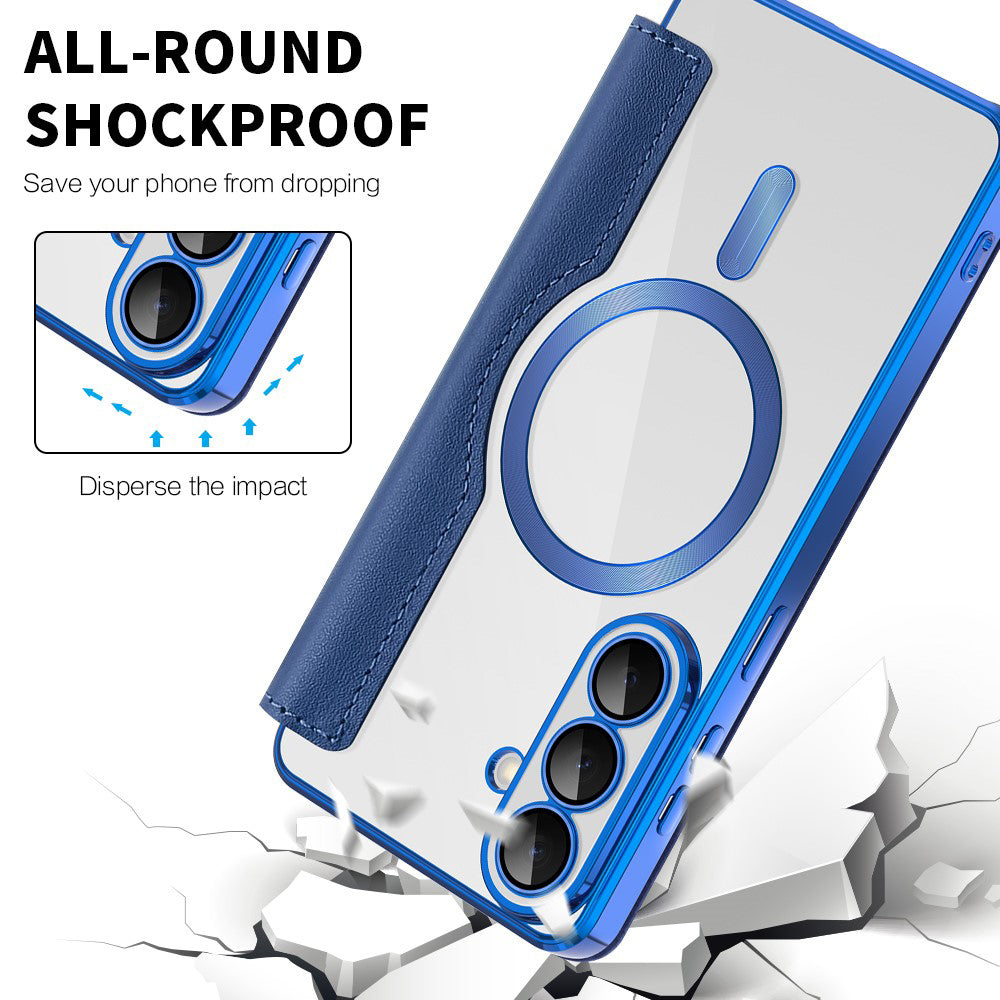 Etui MagSafe dla Samsung Galaxy S26 S942, Techsuit, SmartMag Book, Niebieskie
