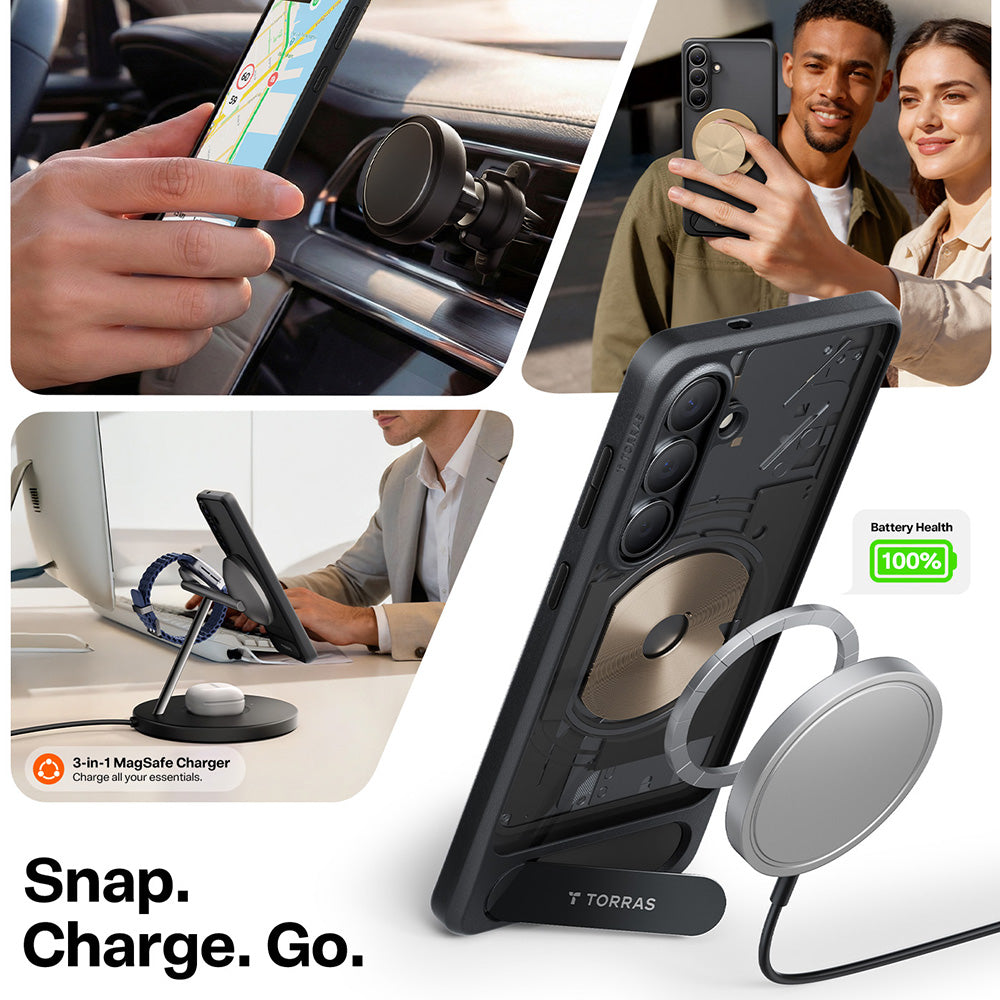MagSafe Case for Samsung Galaxy S26 S942, Torras, Pstand, Black