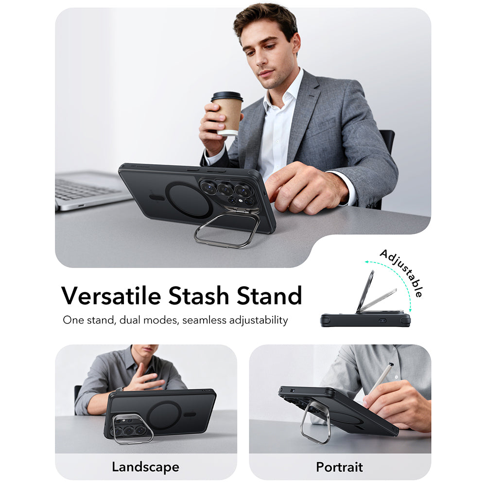 Etui MagSafe dla Samsung Galaxy S26 Ultra S948, ESR, Classic Hybrid Kickstand, Czarne Satynowe
