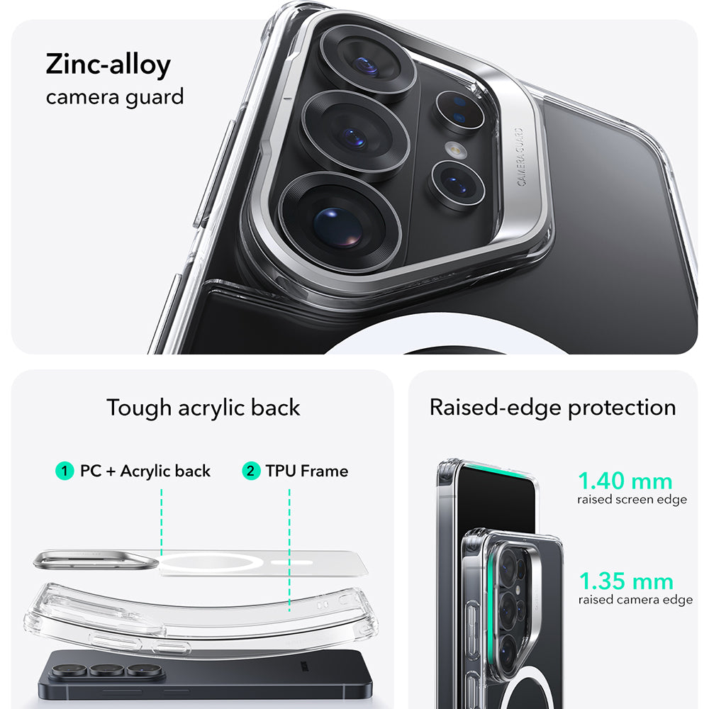 Etui MagSafe dla Samsung Galaxy S26 Ultra S948, ESR, Classic Hybrid Kickstand, Przezroczyste