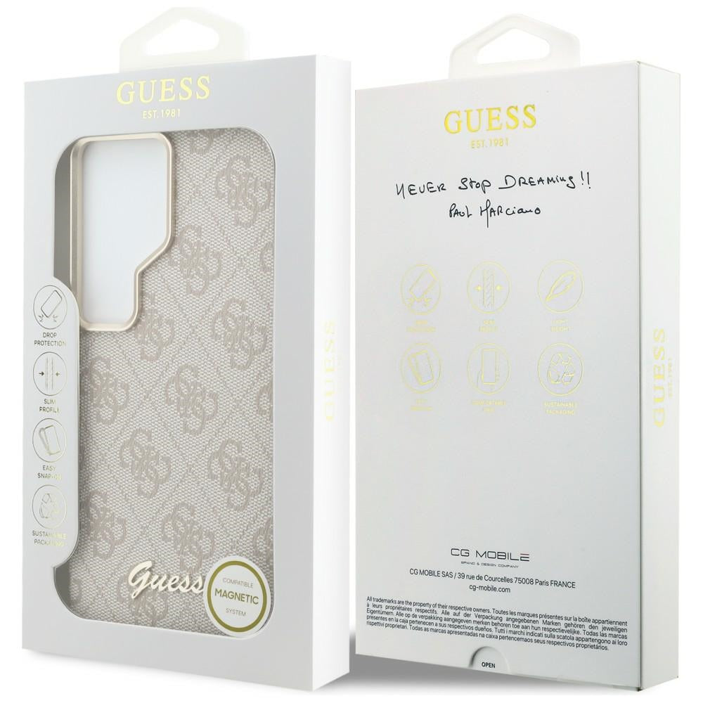 Etui MagSafe dla Samsung Galaxy S26 Ultra S948, Guess, 4G Script Logo, Różowy
