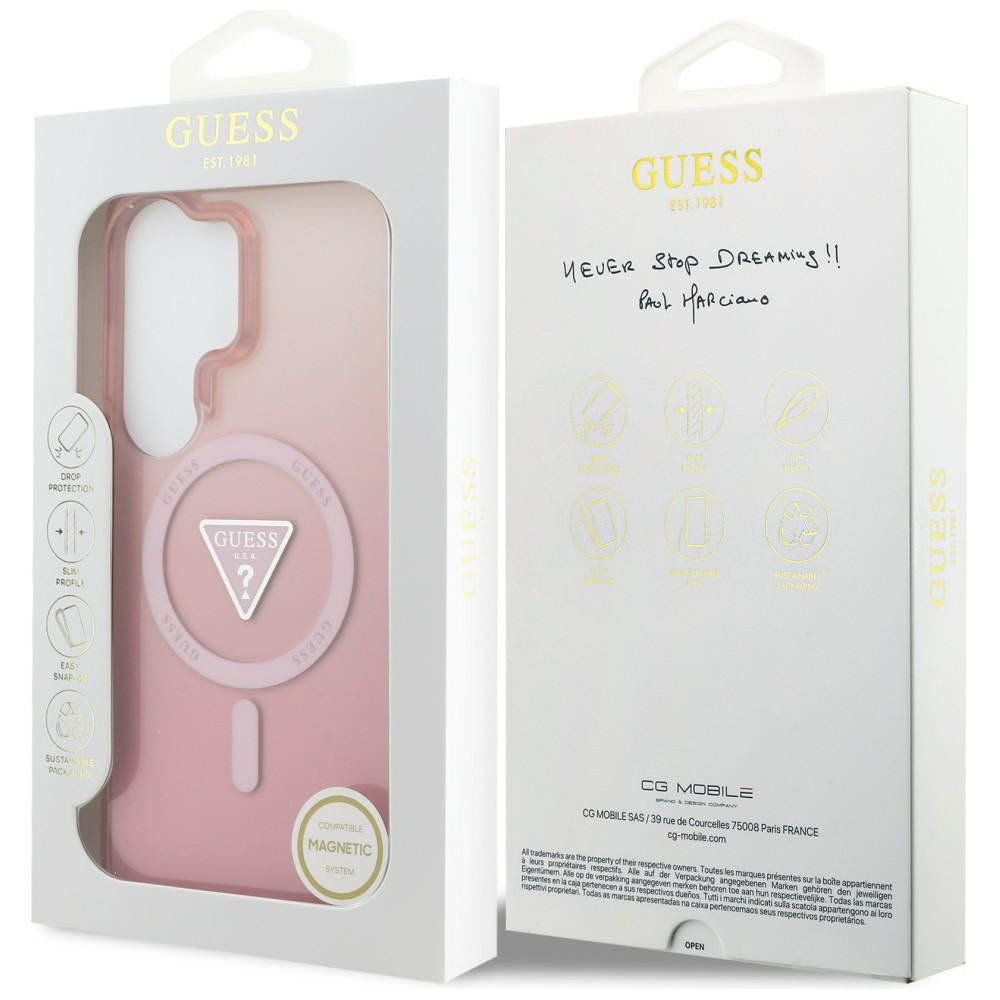 Etui MagSafe dla Samsung Galaxy S26 Ultra S948, Guess, IML Gradient Triangle Logo, Różowy