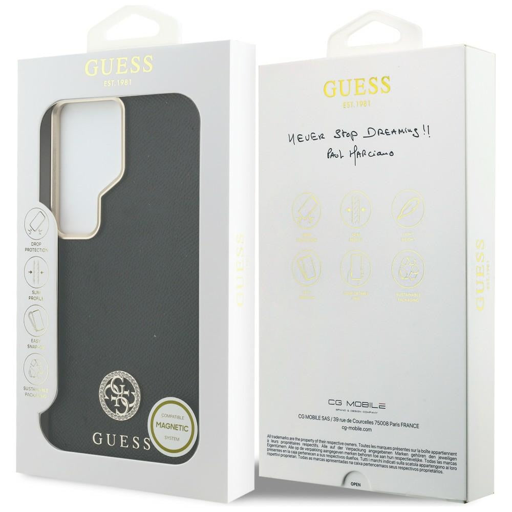 MagSafe Case for Samsung Galaxy S26 Ultra S948, Guess, Rhinestone Round Logo, Black