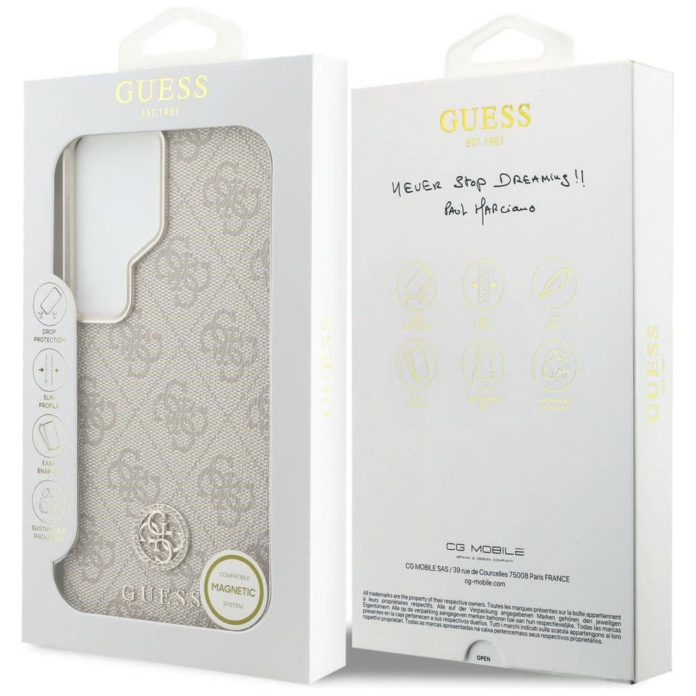 Etui MagSafe dla Samsung Galaxy S26 Ultra S948, Guess, Rhinestone Round Logo, Różowy