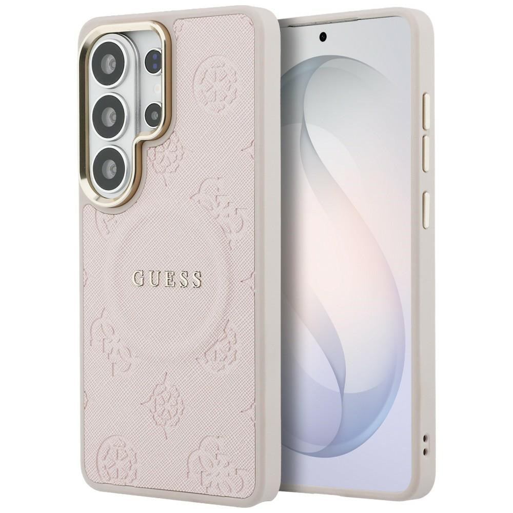 Etui MagSafe do Samsung Galaxy S26 Ultra S948, Guess, Saffiano Peony Embossed Ring, Różowe