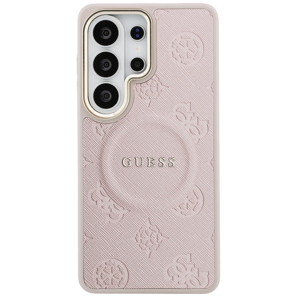 Etui MagSafe do Samsung Galaxy S26 Ultra S948, Guess, Saffiano Peony Embossed Ring, Różowe