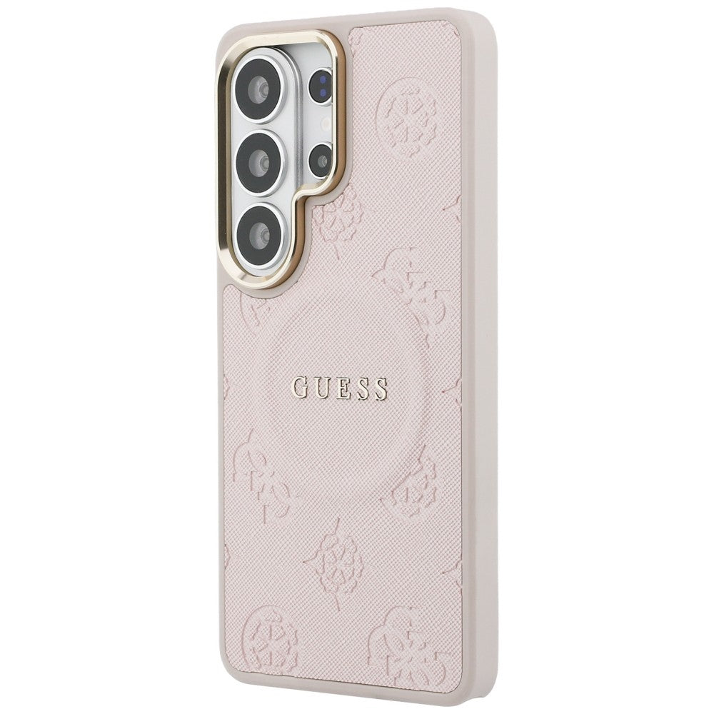 Etui MagSafe do Samsung Galaxy S26 Ultra S948, Guess, Saffiano Peony Embossed Ring, Różowe