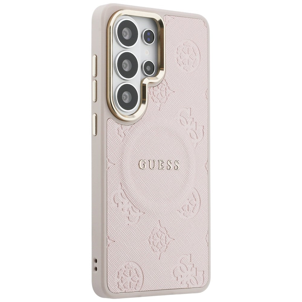 Etui MagSafe do Samsung Galaxy S26 Ultra S948, Guess, Saffiano Peony Embossed Ring, Różowe