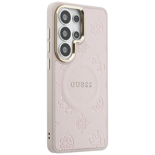 Etui MagSafe do Samsung Galaxy S26 Ultra S948, Guess, Saffiano Peony Embossed Ring, Różowe