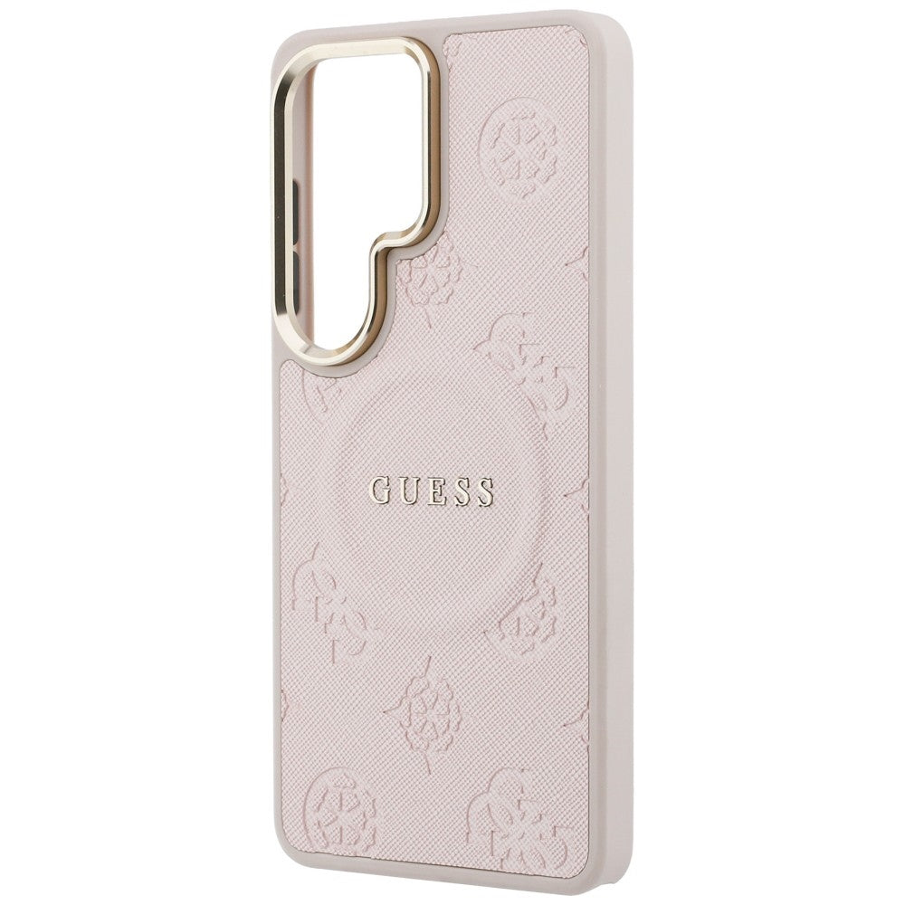Etui MagSafe do Samsung Galaxy S26 Ultra S948, Guess, Saffiano Peony Embossed Ring, Różowe