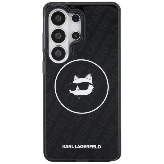 Etui MagSafe dla Samsung Galaxy S26 Ultra S948, Karl Lagerfeld, IML Choupette Head on KL Repeated Logo, Czarne