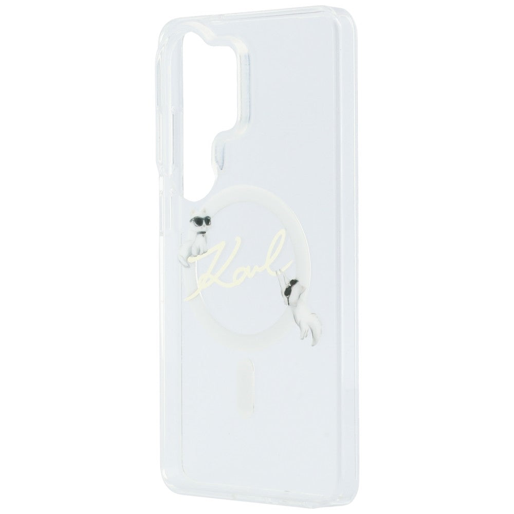 Etui MagSafe dla Samsung Galaxy S26 Ultra S948, Karl Lagerfeld, IML Choupette Karl Script Logo, Białe.
