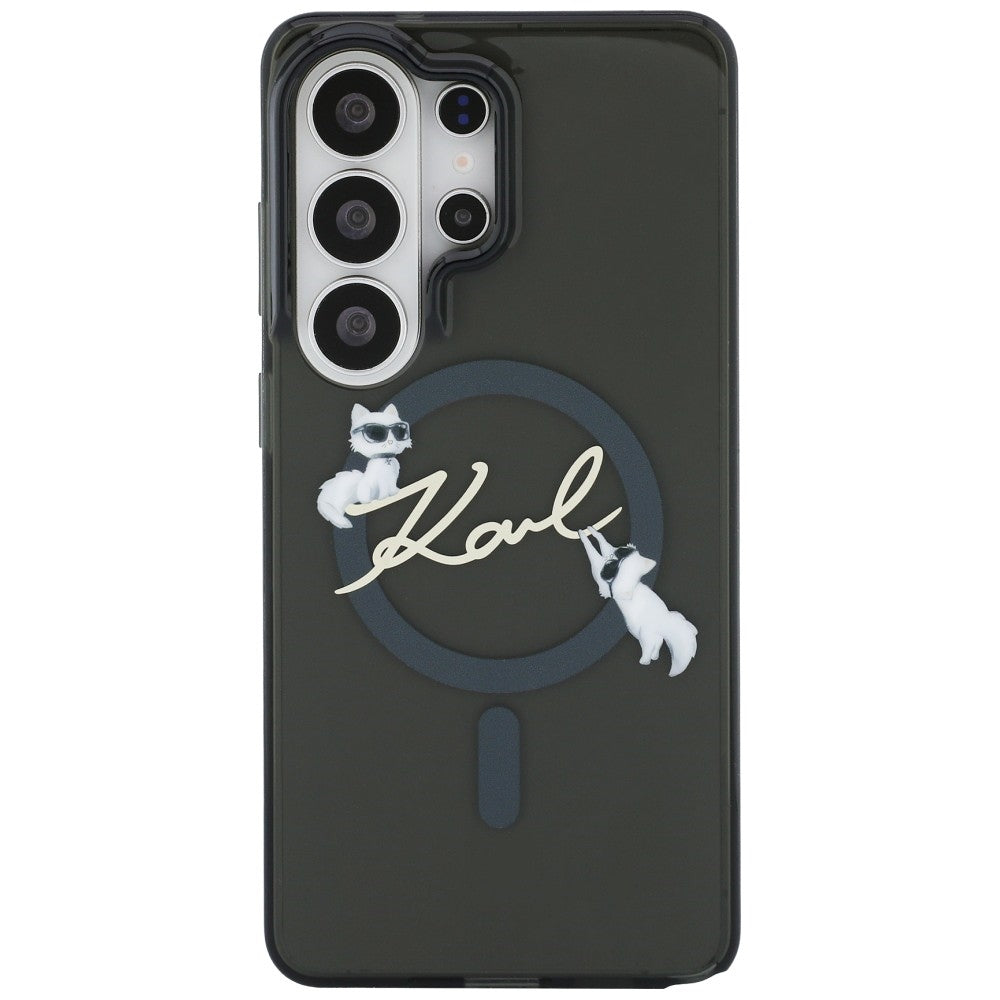 Etui MagSafe dla Samsung Galaxy S26 Ultra S948, Karl Lagerfeld, IML Choupette Karl Script Logo, Czarne