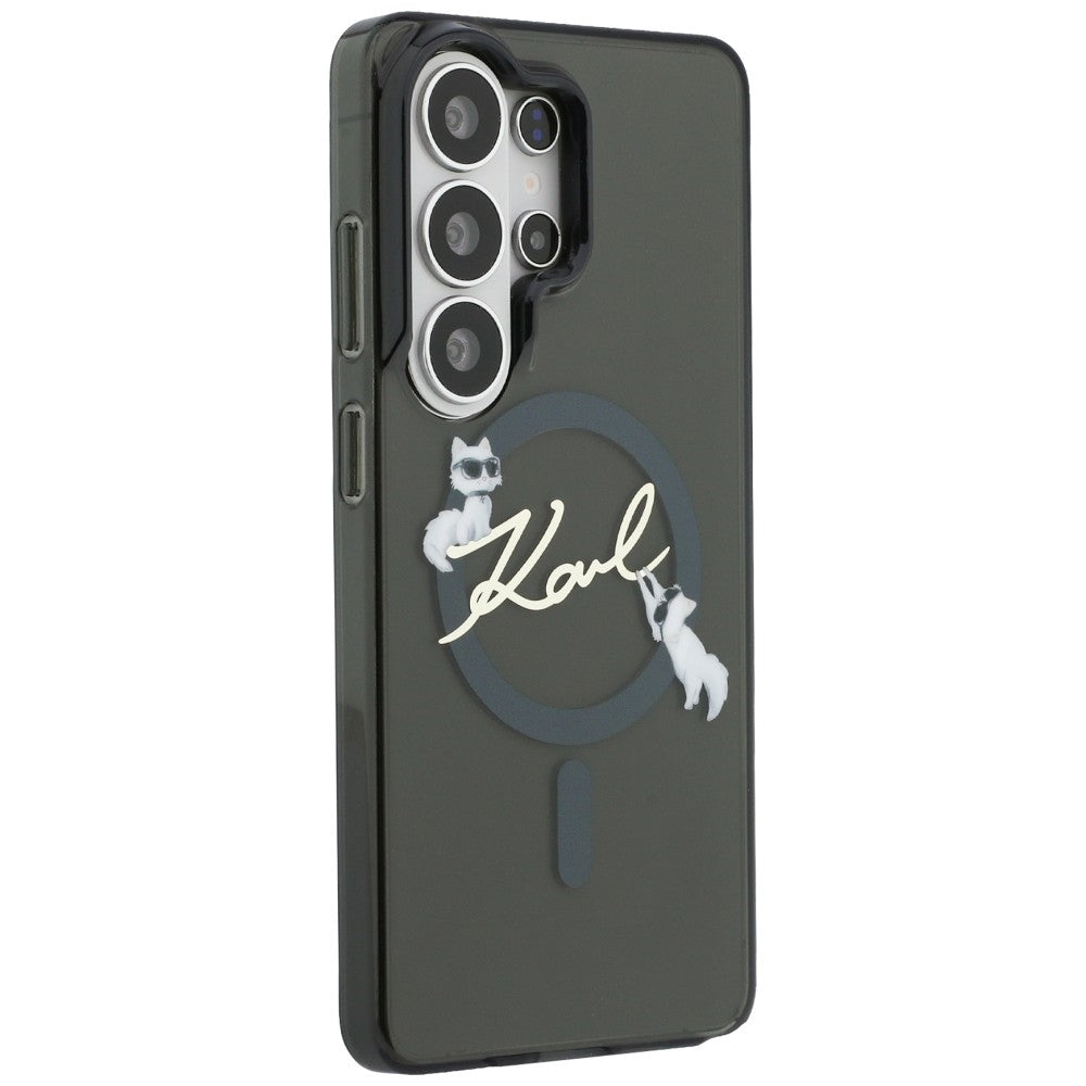Etui MagSafe dla Samsung Galaxy S26 Ultra S948, Karl Lagerfeld, IML Choupette Karl Script Logo, Czarne