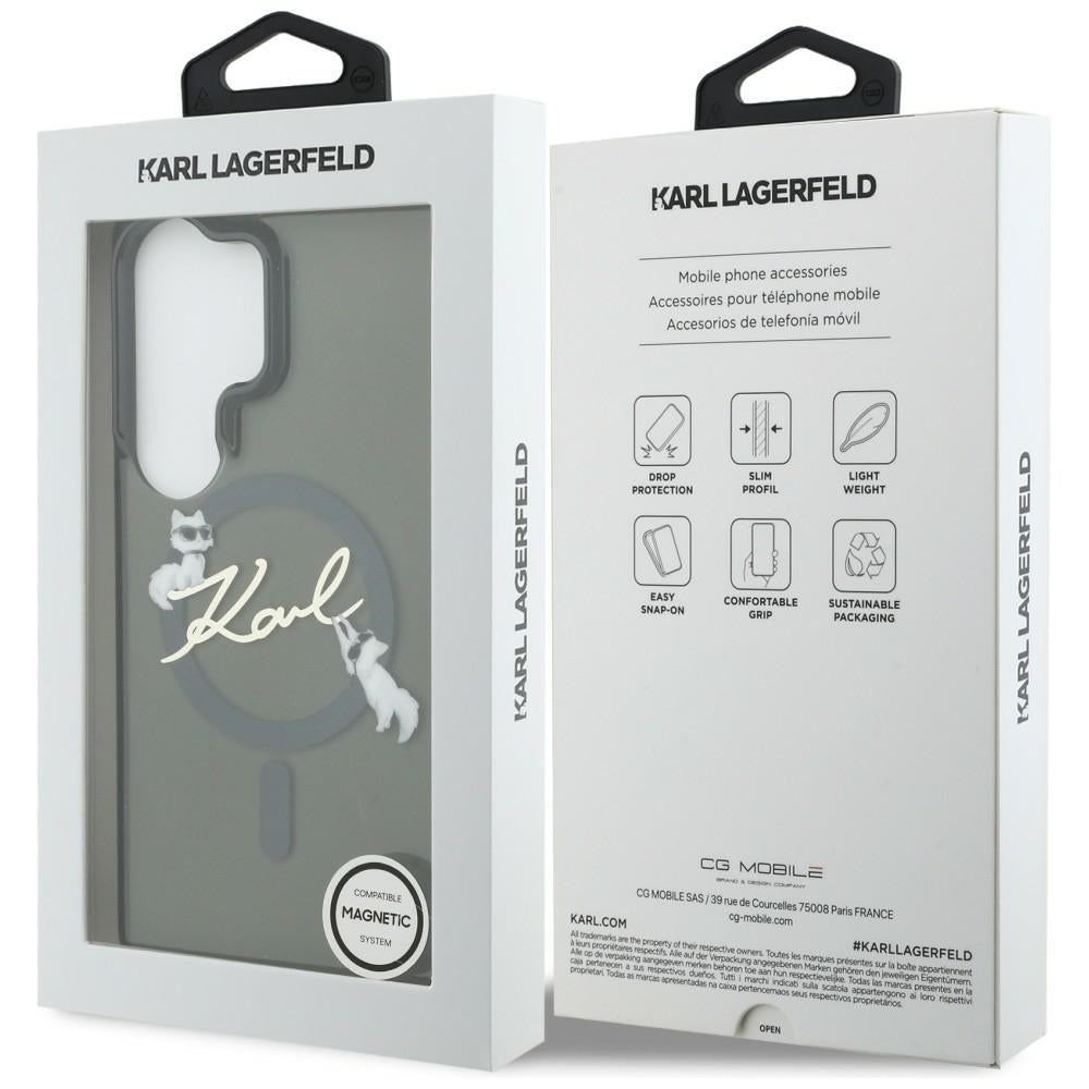 Etui MagSafe dla Samsung Galaxy S26 Ultra S948, Karl Lagerfeld, IML Choupette Karl Script Logo, Czarne