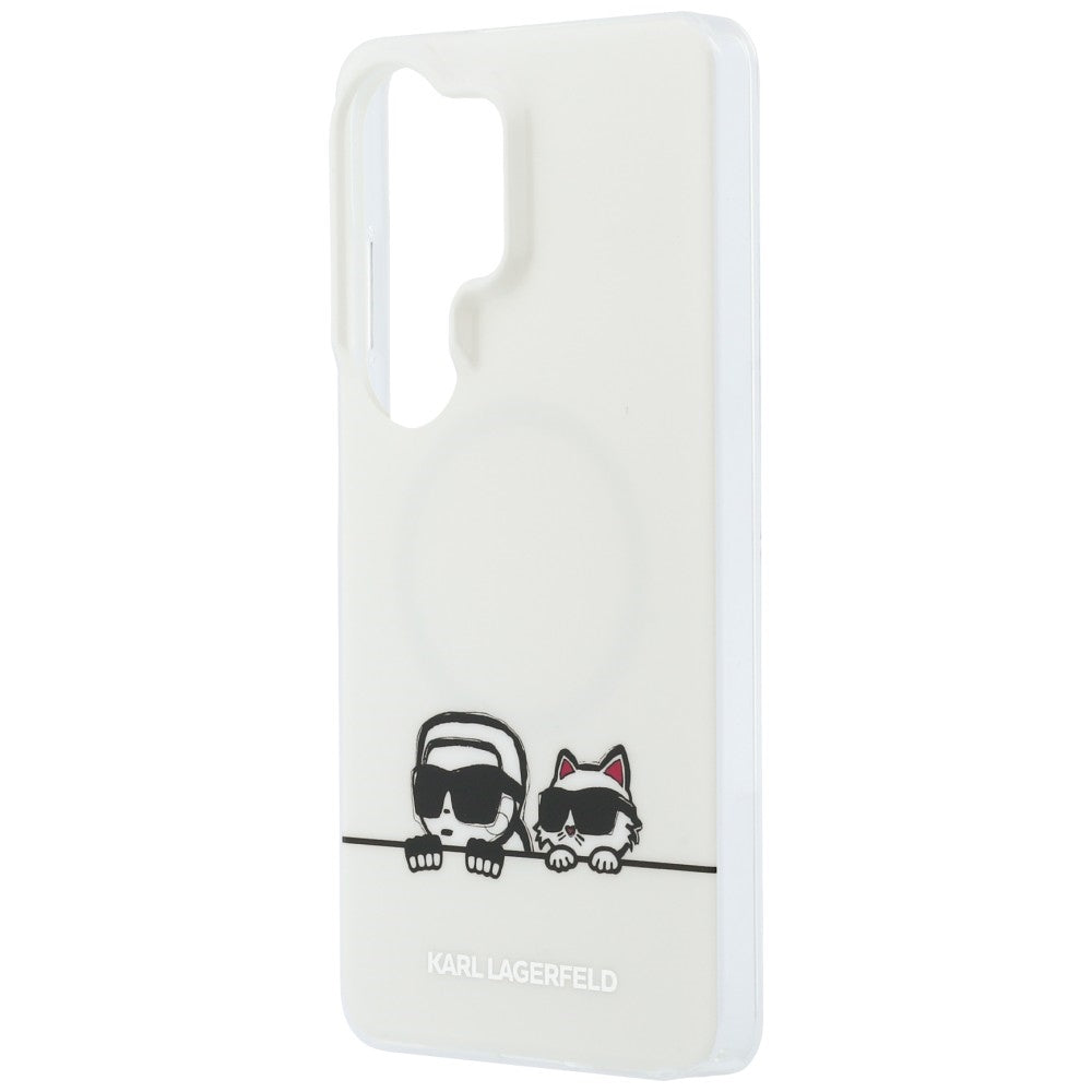 Etui MagSafe dla Samsung Galaxy S26 Ultra S948, Karl Lagerfeld, IML Karl & Choupette Peekaboo Logo, Białe.