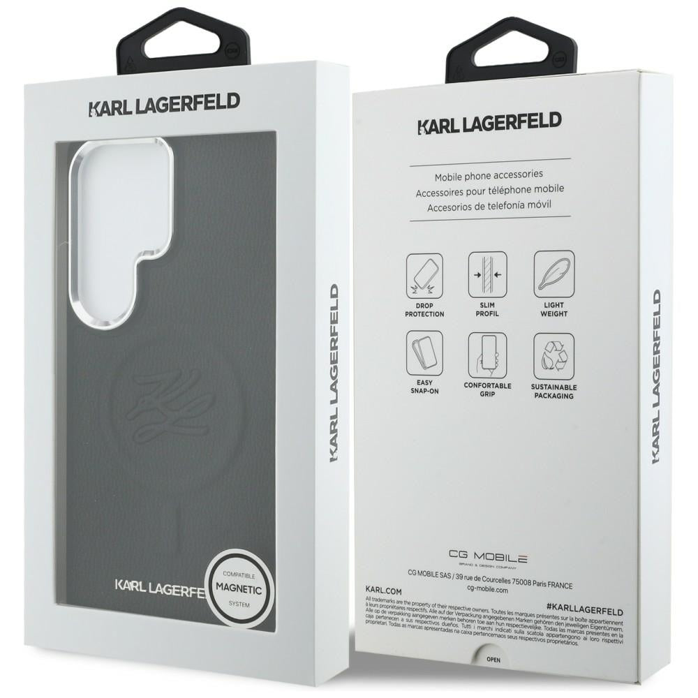 Etui MagSafe dla Samsung Galaxy S26 Ultra S948, Karl Lagerfeld, Initial Logo Debossed, Czarne