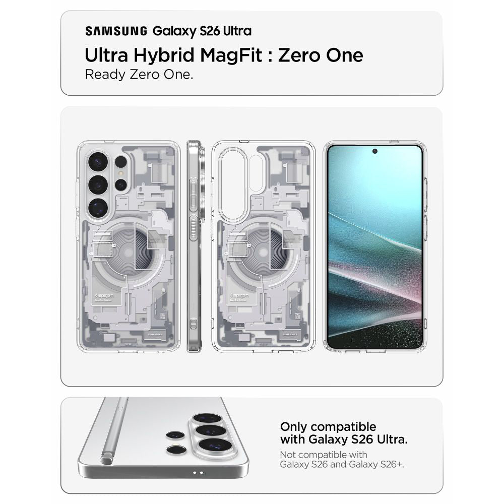 Etui MagSafe dla Samsung Galaxy S26 Ultra S948, Spigen, Ultra Hybrid Zero One, Białe ACS10683