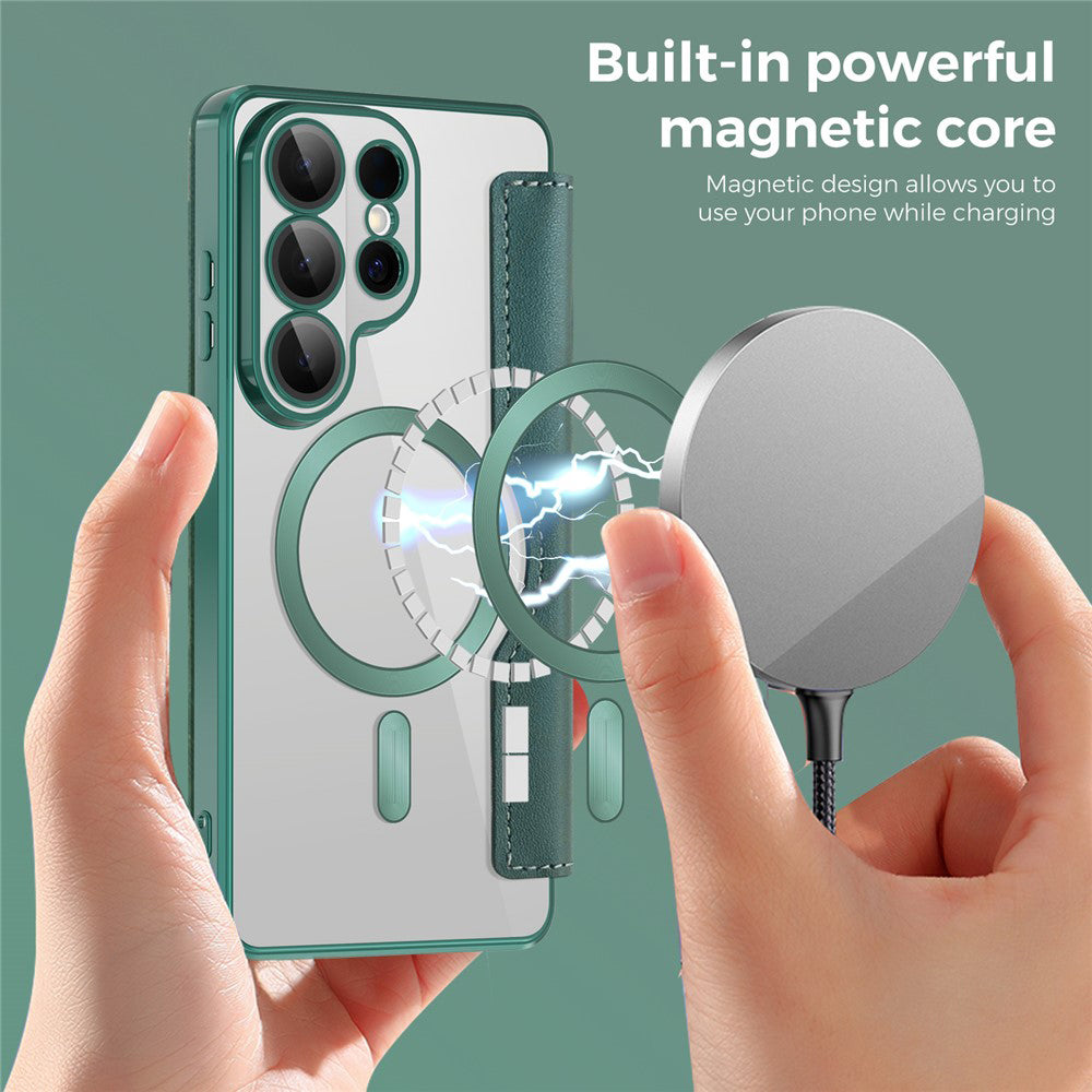 Etui MagSafe do Samsung Galaxy S26 Ultra S948, Techsuit, SmartMag Book, Zielony