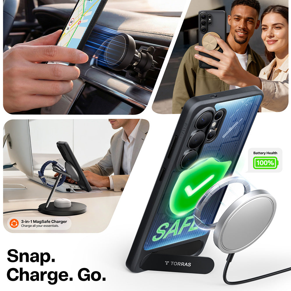 Etui MagSafe do Samsung Galaxy S26 Ultra S948, Torras, Pstand, Przezroczyste