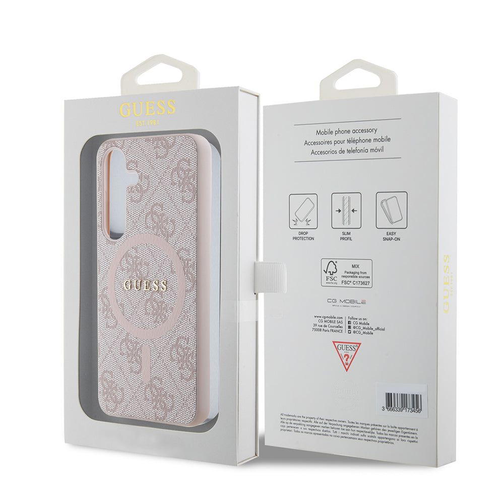 Etui MagSafe dla Samsung Galaxy Z Flip7 F766, Guess, 4G Collection, Różowy